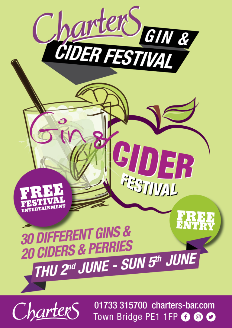GIN & CIDER FESTIVAL Charters Bar Peterborough